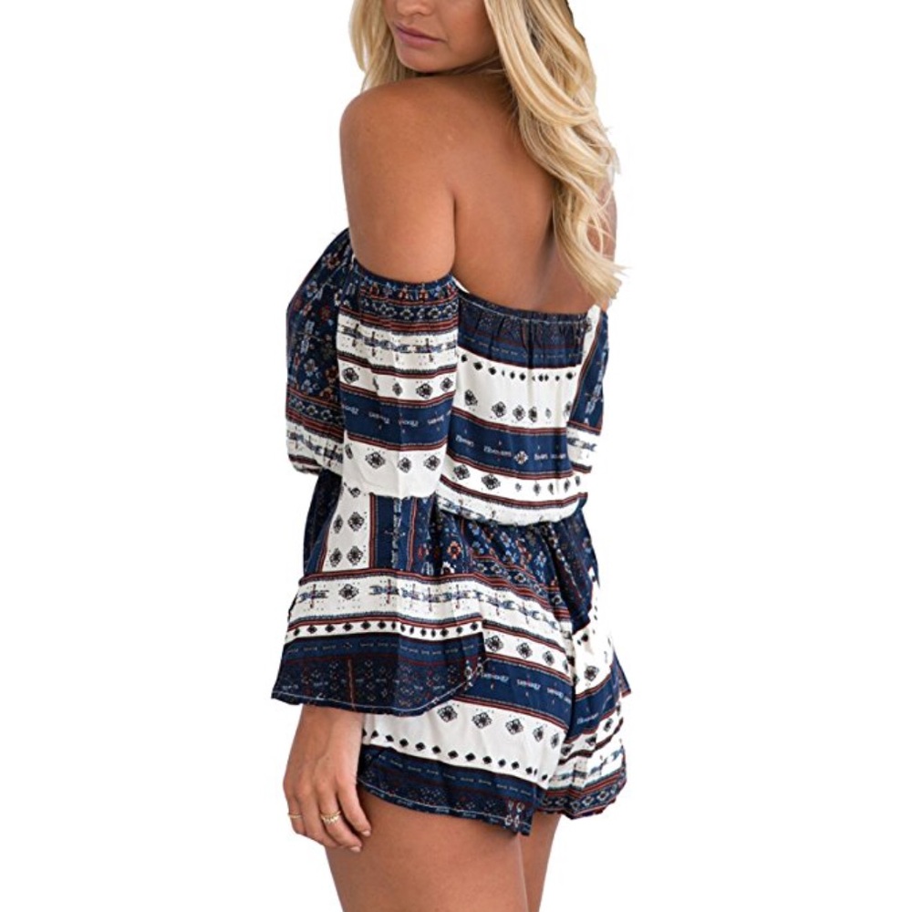 women floral print off shoulder jumpsuit - Picture 6 of 8